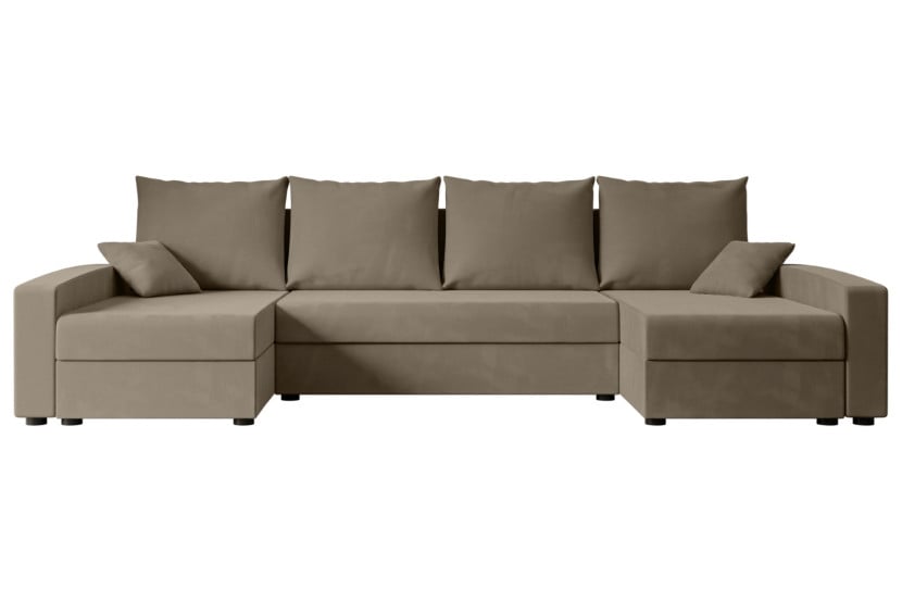 Narożnik z funkcją spania i pojemnikiem ALESIA-U 301x140x90 cm Brązowy 487563