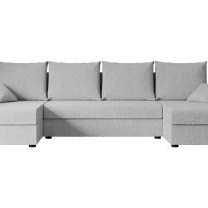 Narożnik z funkcją spania i pojemnikiem ALESIA-U 301x140x90 cm Jasny szary 487652 Narożnik z funkcją spania i pojemnikiem ALESIA-U 301x140x90 cm Jasny szary 487652