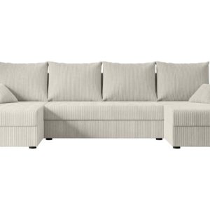 Narożnik z funkcją spania i pojemnikiem ALESIA-U 301x140x90 cm Kremowy 487698 Narożnik z funkcją spania i pojemnikiem ALESIA-U 301x140x90 cm Kremowy 487698