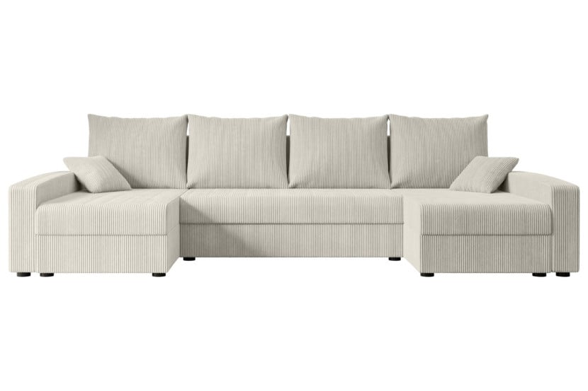Narożnik z funkcją spania i pojemnikiem ALESIA-U 301x140x90 cm Kremowy 487698