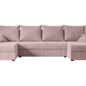 Narożnik z funkcją spania i pojemnikiem ALESIA-U 301x140x90 cm Różowy 487581 Narożnik z funkcją spania i pojemnikiem ALESIA-U 301x140x90 cm Różowy 487581