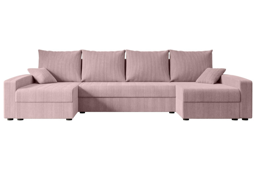 Narożnik z funkcją spania i pojemnikiem ALESIA-U 301x140x90 cm Różowy 487581
