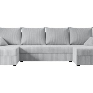 Narożnik z funkcją spania i pojemnikiem ALESIA-U 301x140x90 cm Szary 487599 Narożnik z funkcją spania i pojemnikiem ALESIA-U 301x140x90 cm Szary 487599