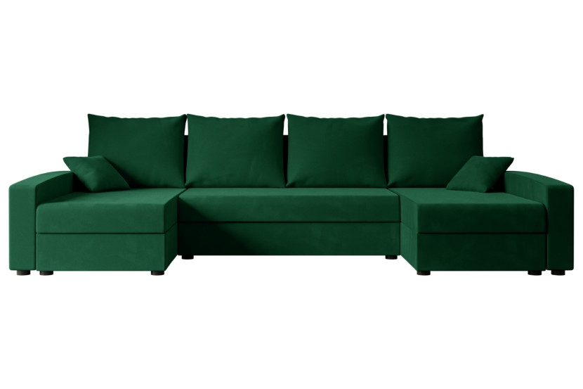 Narożnik z funkcją spania i pojemnikiem ALESIA-U 301x140x90 cm Zielony 487661