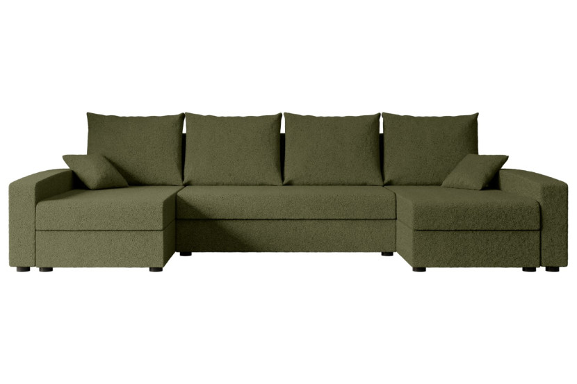 Narożnik z funkcją spania i pojemnikiem ALESIA-U 301x140x90 cm Zielony 487704