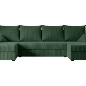 Narożnik z funkcją spania i pojemnikiem ALESIA-U 301x140x90 cm Zielony 487620 Narożnik z funkcją spania i pojemnikiem ALESIA-U 301x140x90 cm Zielony 487620