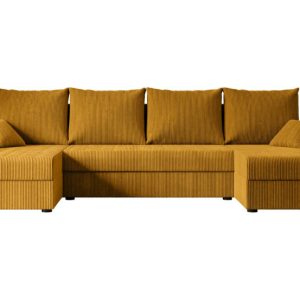 Narożnik z funkcją spania i pojemnikiem ALESIA-U 301x140x90 cm Żółty 487557 Narożnik z funkcją spania i pojemnikiem ALESIA-U 301x140x90 cm Żółty 487557