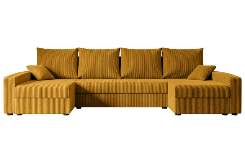 Narożnik z funkcją spania i pojemnikiem ALESIA-U 301x140x90 cm Żółty 487557