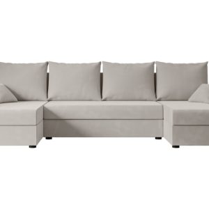 Narożnik z funkcją spania i pojemnikiem ALESIA-U 301x140x90cm Jasny brązowy 487622 Narożnik z funkcją spania i pojemnikiem ALESIA-U 301x140x90cm Jasny brązowy 487622