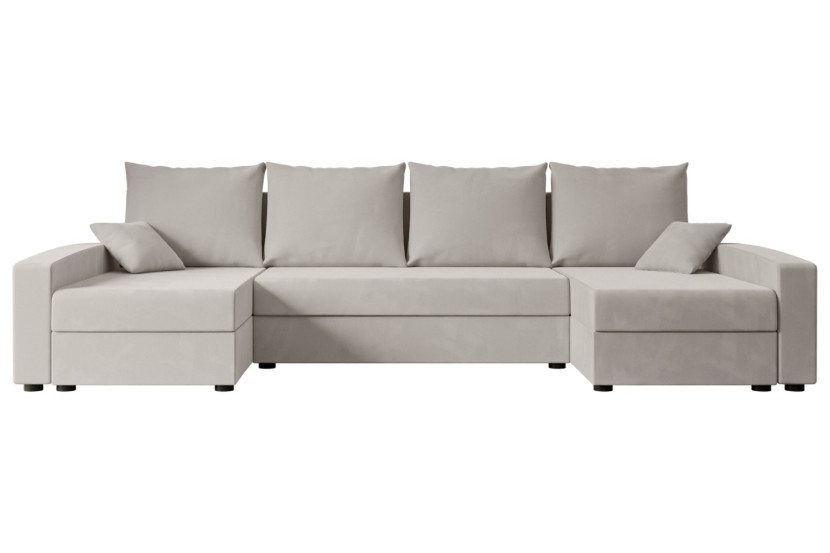 Narożnik z funkcją spania i pojemnikiem ALESIA-U 301x140x90cm Jasny brązowy 487622