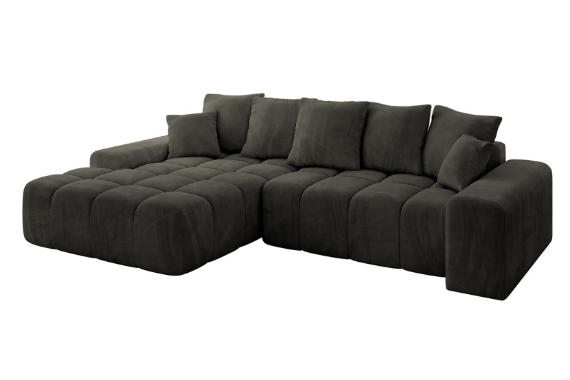Narożnik z funkcją spania i pojemnikiem ENSI-L 267x164x69 cm Czarny 787182
