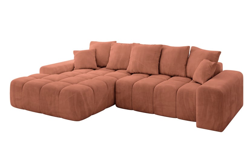 Narożnik z funkcją spania i pojemnikiem ENSI-L 267x164x69 cm Morelowy 787178