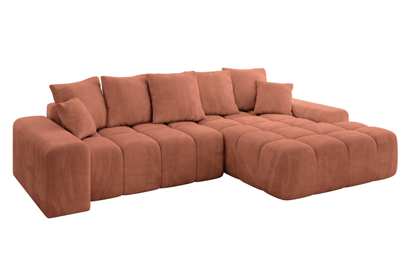 Narożnik z funkcją spania i pojemnikiem ENSI-L 267x164x69 cm Morelowy 787166