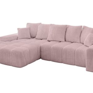 Narożnik z funkcją spania i pojemnikiem ENSI-L 267x164x69 cm Różowy 787176 Narożnik z funkcją spania i pojemnikiem ENSI-L 267x164x69 cm Różowy 787176