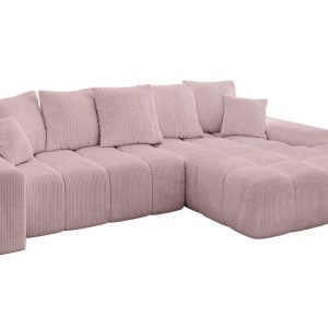 Narożnik z funkcją spania i pojemnikiem ENSI-L 267x164x69 cm Różowy 787160 Narożnik z funkcją spania i pojemnikiem ENSI-L 267x164x69 cm Różowy 787160