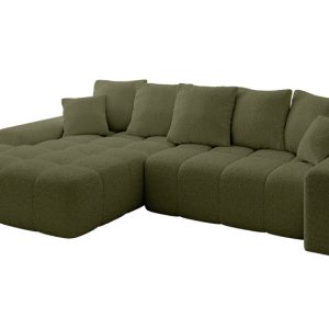 Narożnik z funkcją spania i pojemnikiem ENSI-L 267x164x69 cm Zielony 787170 Narożnik z funkcją spania i pojemnikiem ENSI-L 267x164x69 cm Zielony 787170
