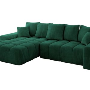 Narożnik z funkcją spania i pojemnikiem ENSI-L 267x164x69 cm Zielony 787196 Narożnik z funkcją spania i pojemnikiem ENSI-L 267x164x69 cm Zielony 787196