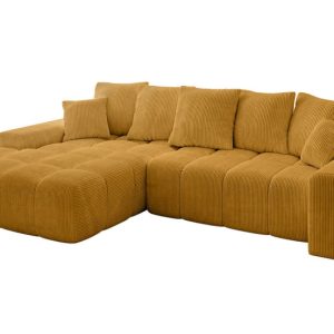 Narożnik z funkcją spania i pojemnikiem ENSI-L 267x164x69 cm Żółty 787165 Narożnik z funkcją spania i pojemnikiem ENSI-L 267x164x69 cm Żółty 787165