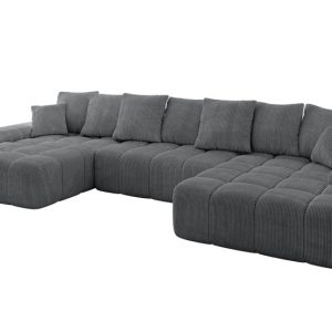 Narożnik z funkcją spania i pojemnikiem ENSI-U 353x164x69 cm Grafitowy 787184 Narożnik z funkcją spania i pojemnikiem ENSI-U 353x164x69 cm Grafitowy 787184