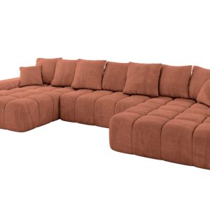 Narożnik z funkcją spania i pojemnikiem ENSI-U 353x164x69 cm Morelowy 787207 Narożnik z funkcją spania i pojemnikiem ENSI-U 353x164x69 cm Morelowy 787207
