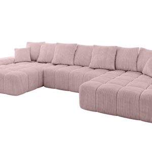 Narożnik z funkcją spania i pojemnikiem ENSI-U 353x164x69 cm Różowy 787171 Narożnik z funkcją spania i pojemnikiem ENSI-U 353x164x69 cm Różowy 787171