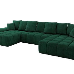 Narożnik z funkcją spania i pojemnikiem ENSI-U 353x164x69 cm Zielony 787167 Narożnik z funkcją spania i pojemnikiem ENSI-U 353x164x69 cm Zielony 787167