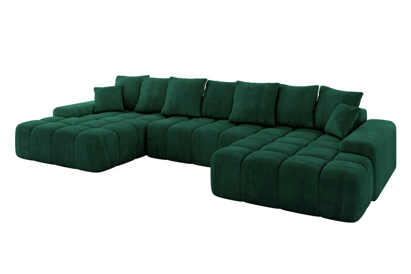 Narożnik z funkcją spania i pojemnikiem ENSI-U 353x164x69 cm Zielony 787167