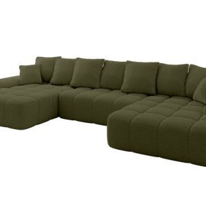Narożnik z funkcją spania i pojemnikiem ENSI-U 353x164x69 cm Zielony 787192 Narożnik z funkcją spania i pojemnikiem ENSI-U 353x164x69 cm Zielony 787192