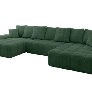 Narożnik z funkcją spania i pojemnikiem ENSI-U 353x164x69 cm Zielony 787154 Narożnik z funkcją spania i pojemnikiem ENSI-U 353x164x69 cm Zielony 787154