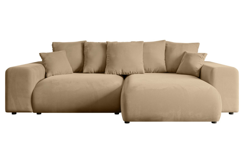 Narożnik z funkcją spania i pojemnikiem ESKAR-L 266x176x72 cm Beżowy 808922