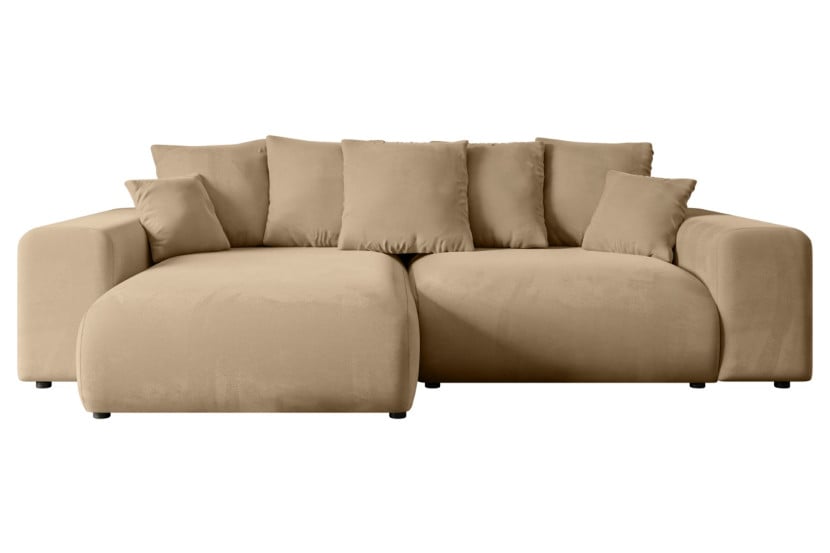 Narożnik z funkcją spania i pojemnikiem ESKAR-L 266x176x72 cm Beżowy 808931