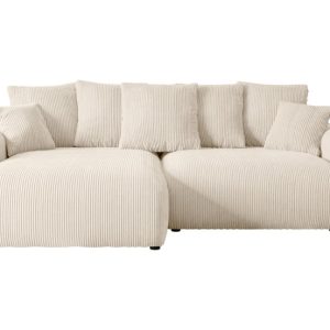 Narożnik z funkcją spania i pojemnikiem ESKAR-L 266x176x72 cm Beżowy 808943 Narożnik z funkcją spania i pojemnikiem ESKAR-L 266x176x72 cm Beżowy 808943