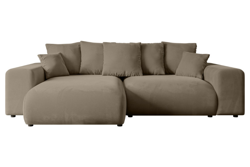 Narożnik z funkcją spania i pojemnikiem ESKAR-L 266x176x72 cm Brązowy 808925