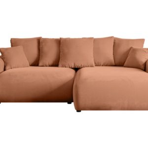 Narożnik z funkcją spania i pojemnikiem ESKAR-L 266x176x72 cm Morelowy 808940 Narożnik z funkcją spania i pojemnikiem ESKAR-L 266x176x72 cm Morelowy 808940