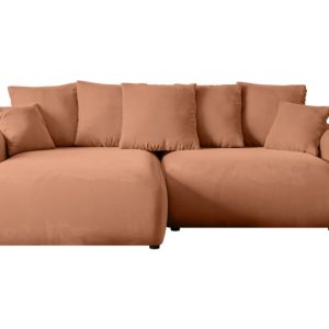 Narożnik z funkcją spania i pojemnikiem ESKAR-L 266x176x72 cm Morelowy 808920 Narożnik z funkcją spania i pojemnikiem ESKAR-L 266x176x72 cm Morelowy 808920