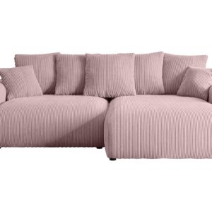 Narożnik z funkcją spania i pojemnikiem ESKAR-L 266x176x72 cm Różowy 808941 Narożnik z funkcją spania i pojemnikiem ESKAR-L 266x176x72 cm Różowy 808941