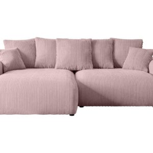 Narożnik z funkcją spania i pojemnikiem ESKAR-L 266x176x72 cm Różowy 808913 Narożnik z funkcją spania i pojemnikiem ESKAR-L 266x176x72 cm Różowy 808913