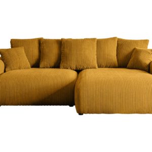 Narożnik z funkcją spania i pojemnikiem ESKAR-L 266x176x72 cm Żółty 808929 Narożnik z funkcją spania i pojemnikiem ESKAR-L 266x176x72 cm Żółty 808929