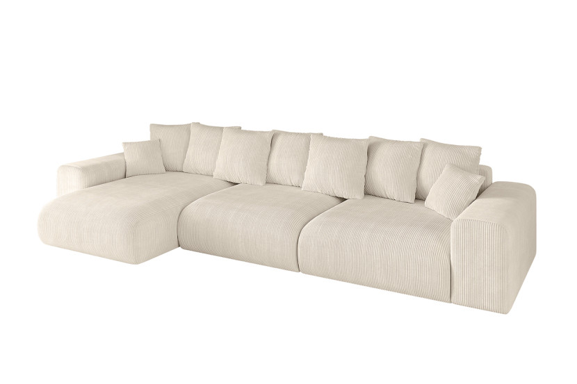 Narożnik z funkcją spania i pojemnikiem ESKAR-L2 364x176x72 cm Beżowy 837695