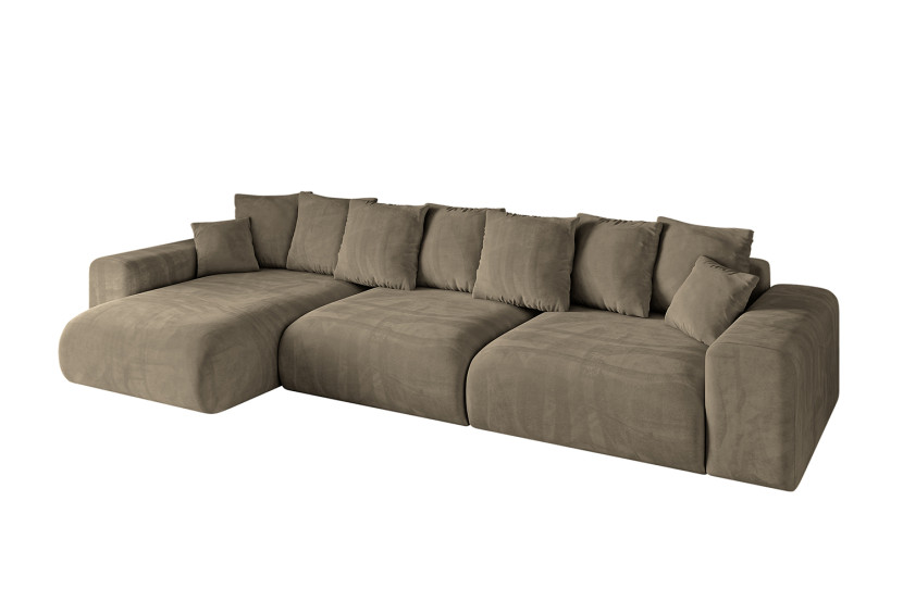Narożnik z funkcją spania i pojemnikiem ESKAR-L2 364x176x72 cm Brązowy 837724