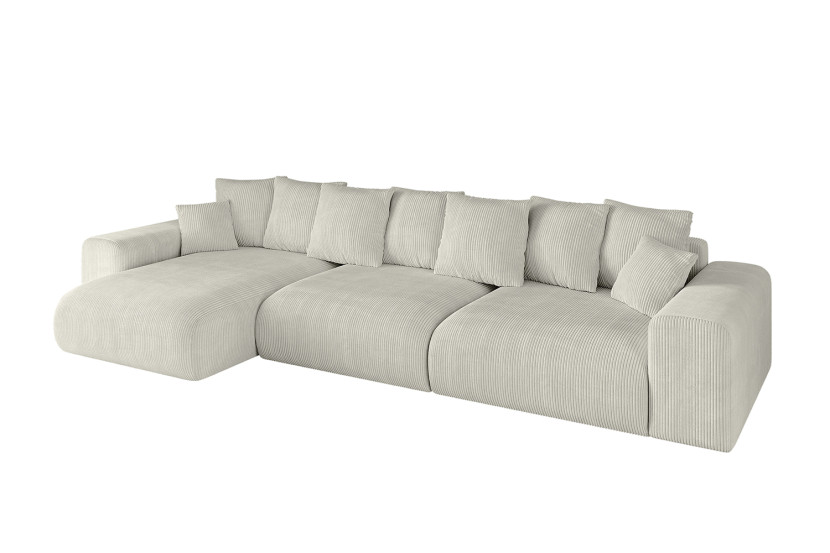 Narożnik z funkcją spania i pojemnikiem ESKAR-L2 364x176x72 cm Kremowy 837711