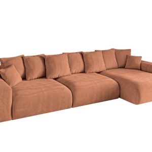 Narożnik z funkcją spania i pojemnikiem ESKAR-L2 364x176x72 cm Morelowy 837718