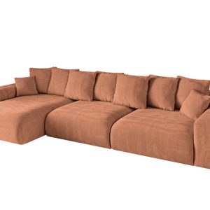 Narożnik z funkcją spania i pojemnikiem ESKAR-L2 364x176x72 cm Morelowy 837691