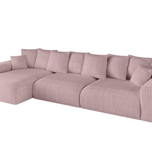 Narożnik z funkcją spania i pojemnikiem ESKAR-L2 364x176x72 cm Różowy 837716