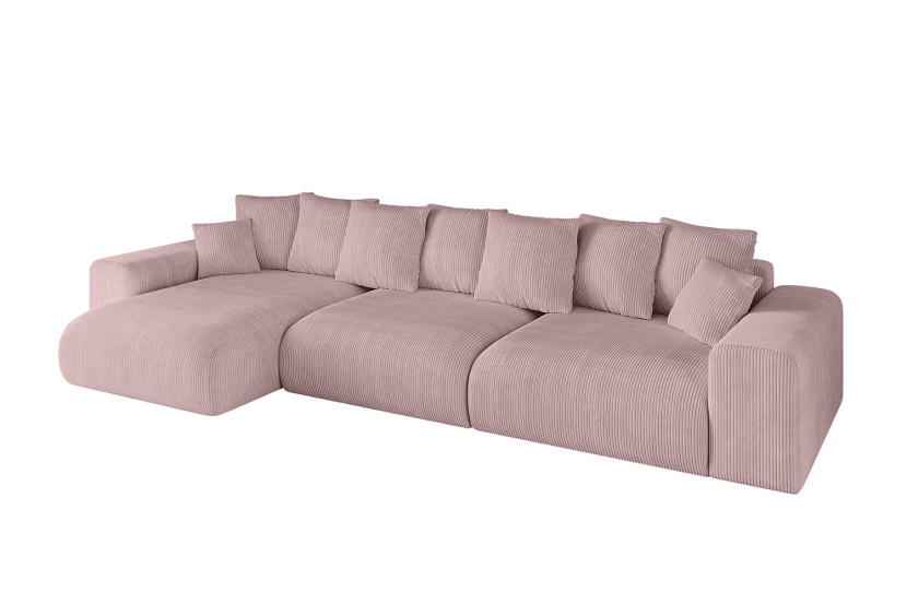Narożnik z funkcją spania i pojemnikiem ESKAR-L2 364x176x72 cm Różowy 837716