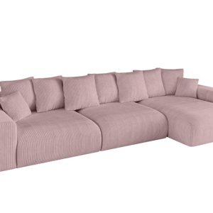 Narożnik z funkcją spania i pojemnikiem ESKAR-L2 364x176x72 cm Różowy 837694