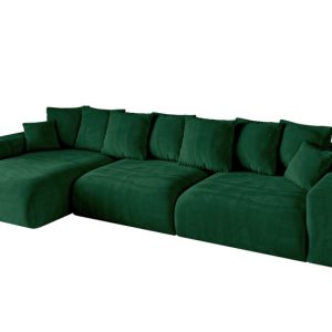 Narożnik z funkcją spania i pojemnikiem ESKAR-L2 364x176x72 cm Zielony 837710