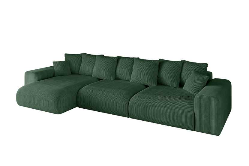 Narożnik z funkcją spania i pojemnikiem ESKAR-L2 364x176x72 cm Zielony 837720