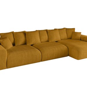 Narożnik z funkcją spania i pojemnikiem ESKAR-L2 364x176x72 cm Żółty 837725 Narożnik z funkcją spania i pojemnikiem ESKAR-L2 364x176x72 cm Żółty 837725