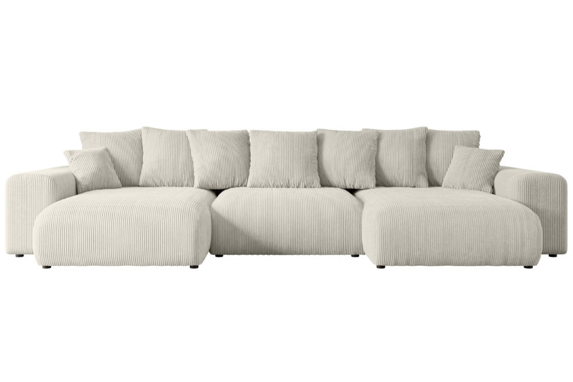 Narożnik z funkcją spania i pojemnikiem ESKAR-U 364x176x72 cm Kremowy 524475